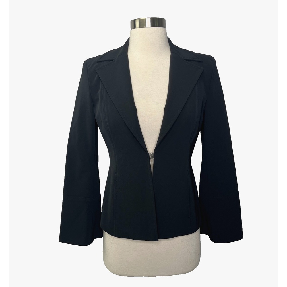 Vintage Y2K Bebe Blazer Sz 2P Black Jacket USA Stretch Hook And Eye Closure 90s